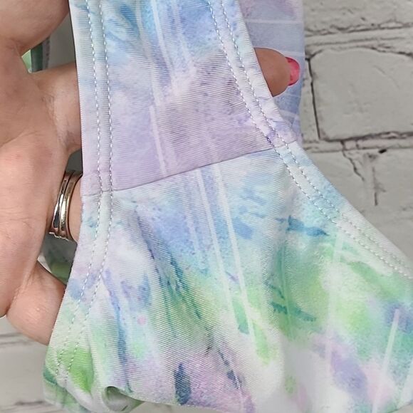 Girls 7/8 Star Wars Mandalorian Grogu Baby Yoda One-Piece Swimsuit Green Tie Dye - Picture 5 of 11